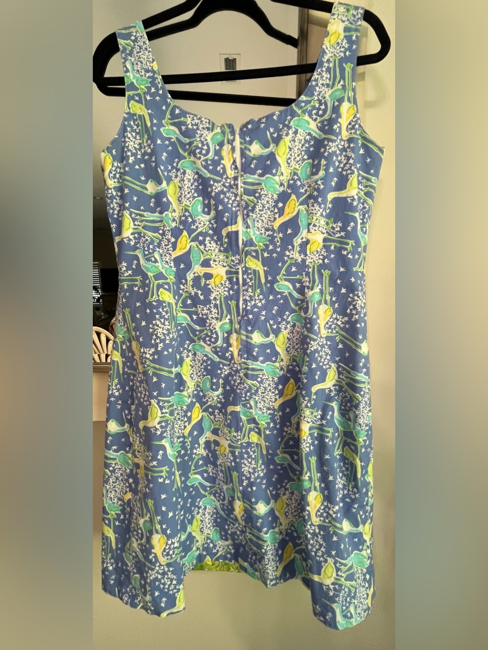 Key West Reversible Shift Dress Patchwork Elephant/Heron 97% Cotton Size 12